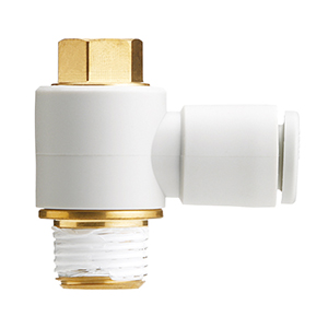 KQ2V08-03AS - Raccordo istantaneo a gomito orientato tubo Ø esterno 8 attacco 3/8" ottone teflonato - box 10 pezzi SMC